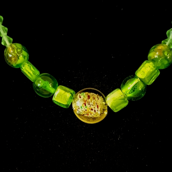 Green Glass Beads Vibrant Beautiful Necklace Lampworked Beads Handmade Beads - Picture 5 of 6